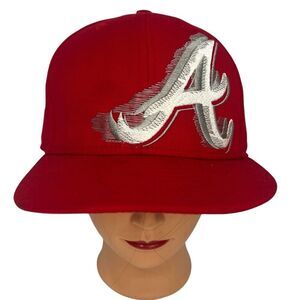 New Era 59fifty Atlanta Braves Red Fitted MLB Unisex Wool Hat Cap Size 7 5/8